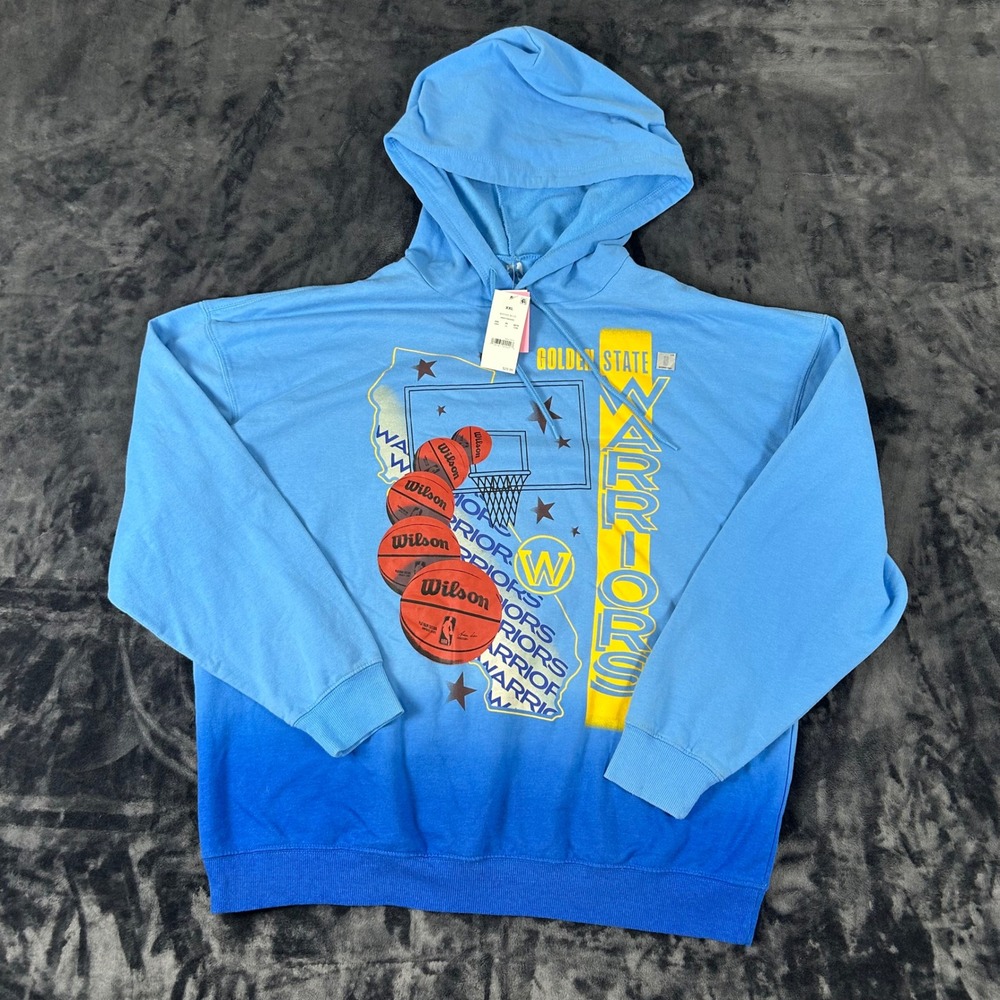 NBA Golden State Warriors Hoodie Mens XXL Bonnie Blue Ombre Graphic Sweatshirt